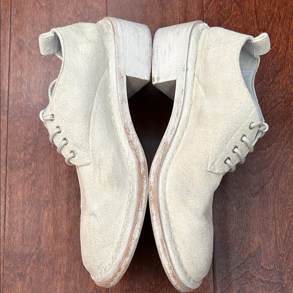 Women’s Marsell Cream Suede Lace-Up Shoes, Whitewash Stacked Heels, Size 9 - Picture 3 of 16